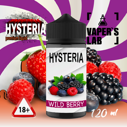 Фото рідина для електронних сигарет без нікотину hysteria wild berry 100 ml