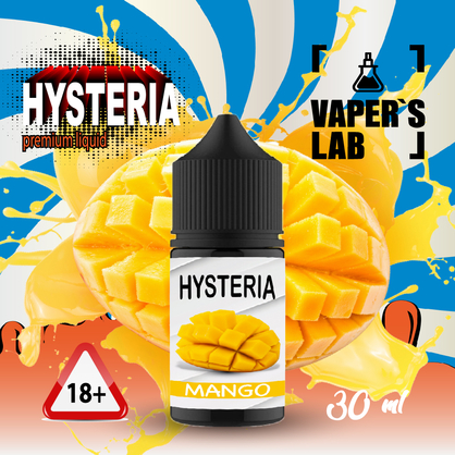Фото, Видео на жидкость для подсистем Hysteria Salt "Mango" 30 ml