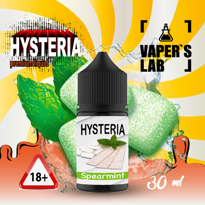 Фото, Видео на солевую жидкость для подов Hysteria Salt "Spearmint" 30 ml