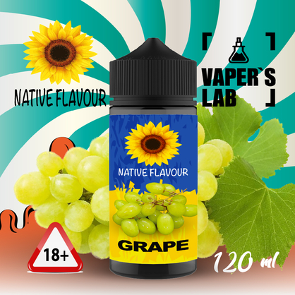 Фото заправки для электронных сигарет native flavour grape 120 ml