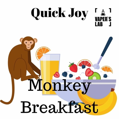Фото, Відео на Безнікотинову рідину Quick Joy Monkey Breakfast 100 ml