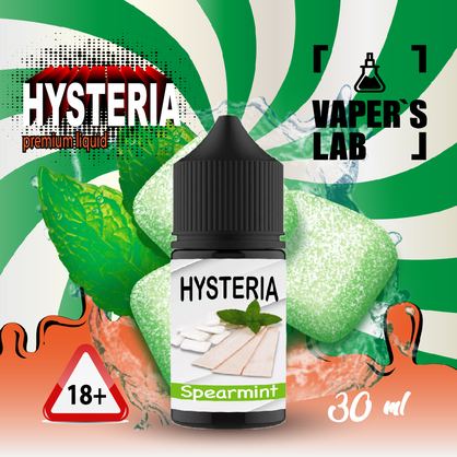 Фото, Видео на солевую жидкость для подов Hysteria Salt "Spearmint" 30 ml