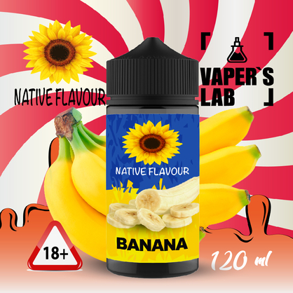 Фото заправки для электронных сигарет native flavour banana 120 ml