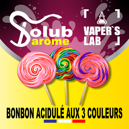 Фото, Видео, Ароматизатор для жижи Solub Arome "Bonbon acidulé aux 3 couleurs" (Конфеты-леденцы) 