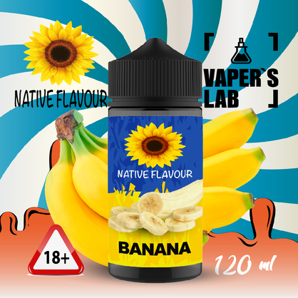 Фото заправки для электронных сигарет native flavour banana 120 ml