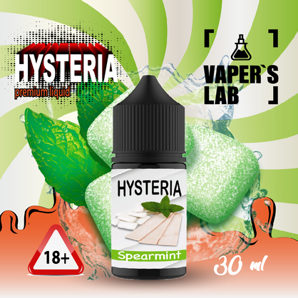 Фото, Видео на солевую жидкость для подов Hysteria Salt "Spearmint" 30 ml