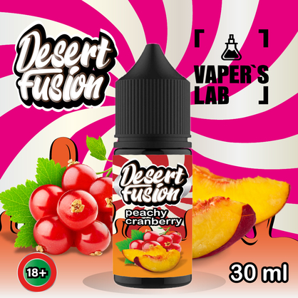 Фото сольова жижа для пода dessert fusion salt peachy cranberry 30 ml