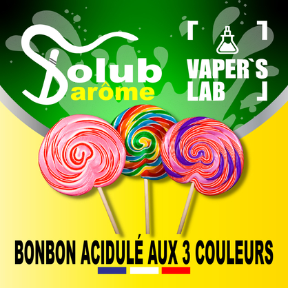 Фото, Відеоогляди на Ароматизатори для сольового нікотину Solub Arome "Bonbon acidulé aux 3 couleurs" (Цукерки-льодяники) 