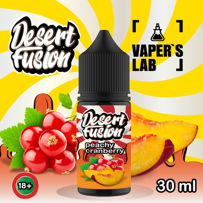 Фото сольова жижа для пода dessert fusion salt peachy cranberry 30 ml