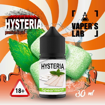 Фото, Видео на солевую жидкость для подов Hysteria Salt "Spearmint" 30 ml