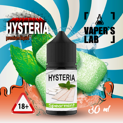 Фото, Видео на солевую жидкость для подов Hysteria Salt "Spearmint" 30 ml